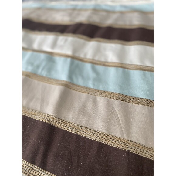 Upholstery Fabric 12 Yards Vertical Stripes Maroon Cream Blue Silky Texture NEW - Picture 5 of 16